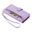 Etui z klapką do iPhone 16, Wallet Zipper Pocket, fioletowe