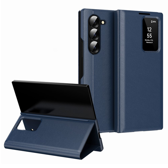 Etui z klapką do Samsung Z Fold6 5G, Smart View Wallet, granatowe