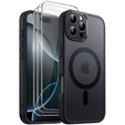 Zestaw Etui do iPhone 16 Pro, do MagSafe, ERBORD Matt Case, czarny + 3x Szkło na ekran