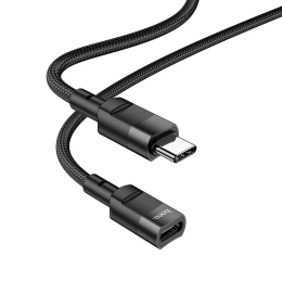 Adapter HOCO U107 OTG USB-C (męski) do USB-C (żeński), 3A – 1,2 m, czarny