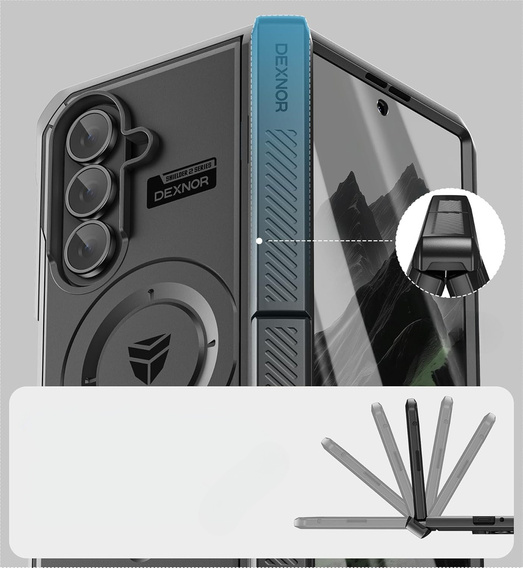 Etui pancerne do Samsung Galaxy Z Fold7 5G, Dexnor Magnetic,  do MagSafe - czarne