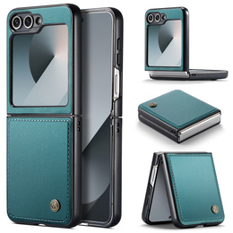 Etui do Samsung Galaxy Z Flip7, CASEME Litchi Leather, zielone