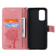 Etui Wallet do Oppo Reno5 5G, Tree and Cat, Pink