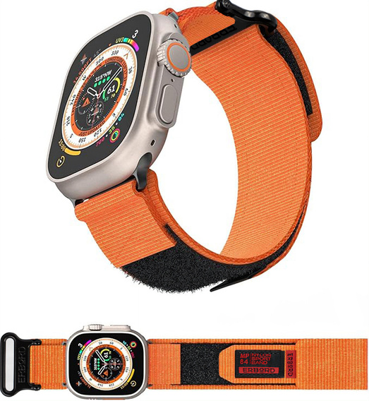 Pasek Nylonowy ERBORD MP84 do Apple Watch 1/2/3/4/5/6/7/8/9/10/11/SE Ultra 1/2/3 42/44/45/46/49mm, Pomarańczowy