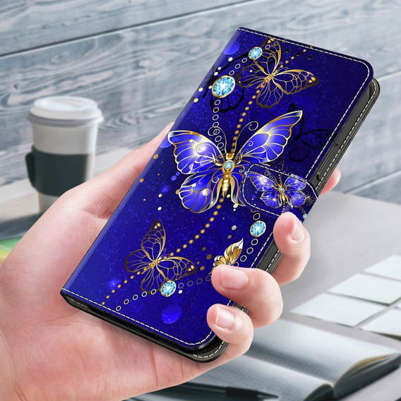 Etui z klapką do Xiaomi Redmi Note 12 4G, Wallet, Butterflies niebieskie