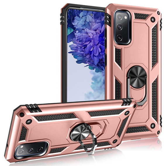 Etui pancerne do Samsung Galaxy S20 FE, Nox Case Ring, różowe rose gold