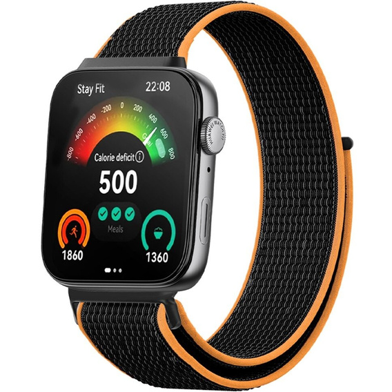 Pasek Nylonowy do Huawei Watch Fit 4 / 4 Pro / 3, Czarny/Pomarańczowy