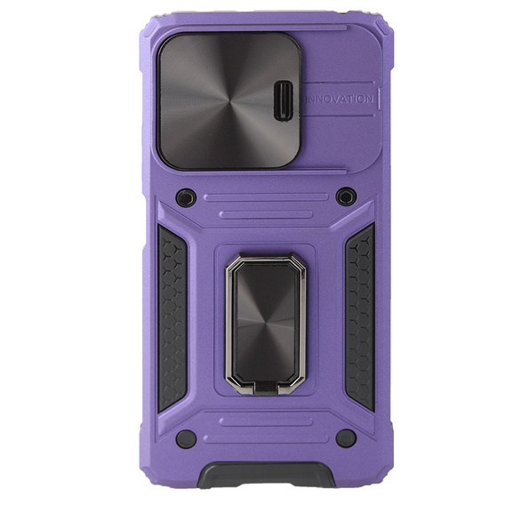 Etui pancerne do Xiaomi Redmi Note 13 Pro 5G, CamShield Slide, fioletowe + Szkło Hartowane 9H
