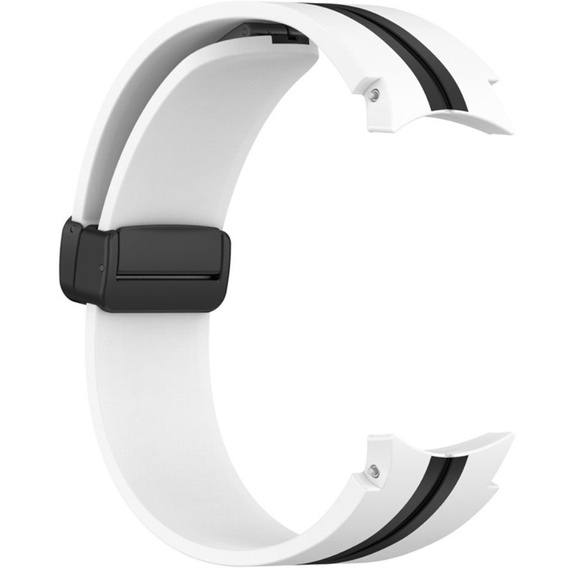 Pasek Silikonowy do Samsung Galaxy Watch 4/5/6/7/FE 40/42/43/44/45/46/47mm, Biały / Czarny