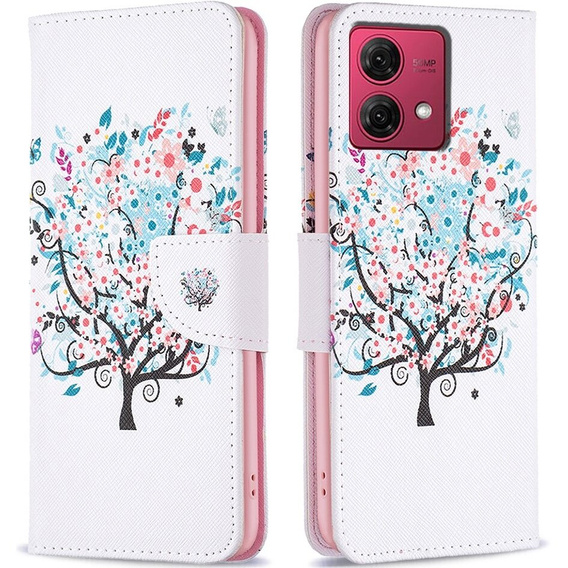 Etui z klapką do Motorola Moto G84 5G, Wallet, Colorful Tree białe