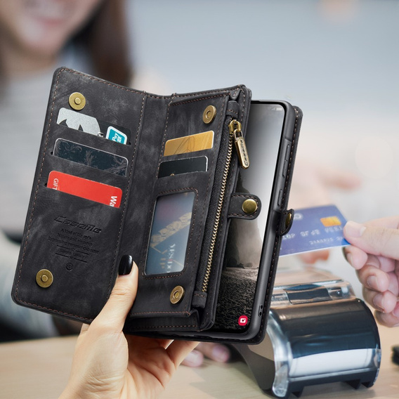 Etui CASEME do Samsung Galaxy A56 5G, Retro Leather Wallet, z paskiem, czarne