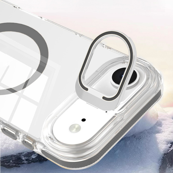 Etui do iPhone Air, do MagSafe, z podstawką, przezroczyste z szarymi akcentami