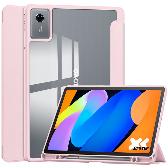 Etui z przezroczystym tyłem i miejscem na rysik do Lenovo Idea Tab 11" 2025 TB336FU TB336ZU, różowe