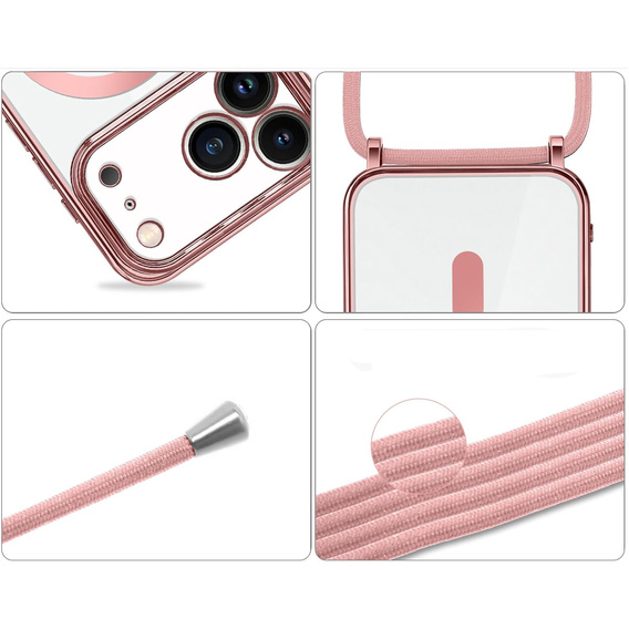 Etui do iPhone 17 Pro, Electro MagSafe, różowe + Smycz