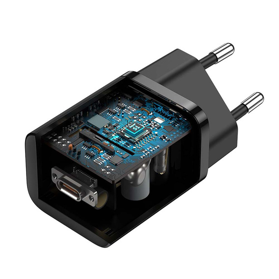 Baseus ładowarka sieciowa Super Si PD 25W, 1× USB-C + kabel USB-C – USB-C - czarna