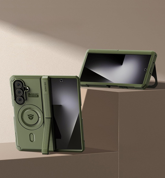 Etui pancerne do Samsung Galaxy Z Fold7 5G, Dexnor Magnetic, do MagSafe - zielone