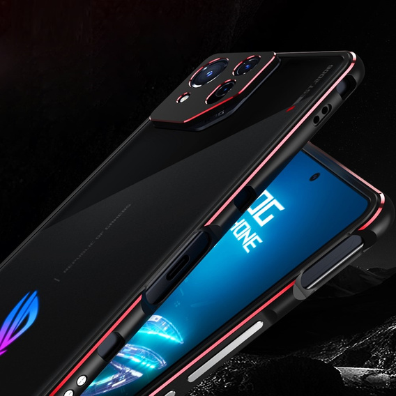 Etui do ASUS ROG Phone 8 Pro, Armor Bumper, z osłoną obiektywu, czarne / czerwone