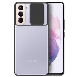 Etui do Samsung Galaxy S21+ Plus, z ochroną aparatu, przezroczyste / czarne
