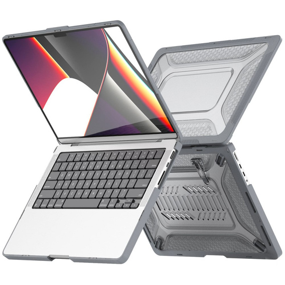  Etui Pancerne Kickstand do Macbook Pro 14 2021 A2442, Szare