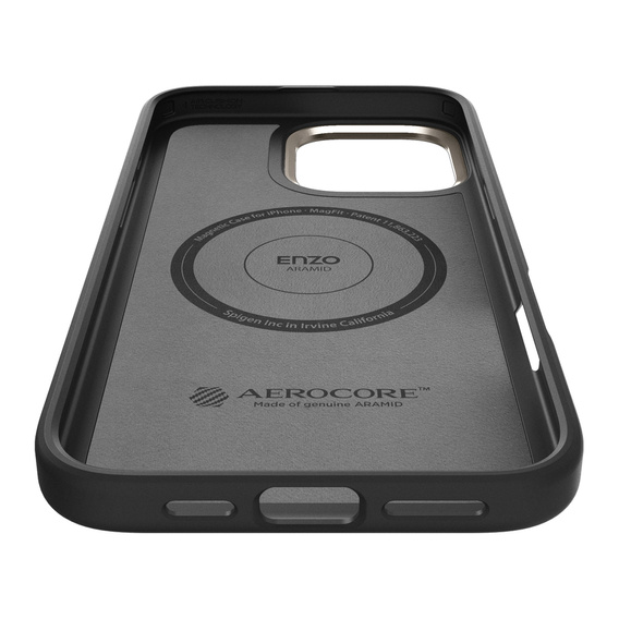 Etui Spigen do iPhone 16 Pro Max, Enzo Aramid MagSafe, carbon czarne + Szkło Hartowane 9H