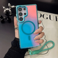 Etui do Samsung Galaxy S25 Ultra MagSafe Laser TPU z paskiem – zielone/kolorowe