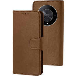 Etui z klapką do Honor Magic 6 Lite 5G, Split Leather, brązowe