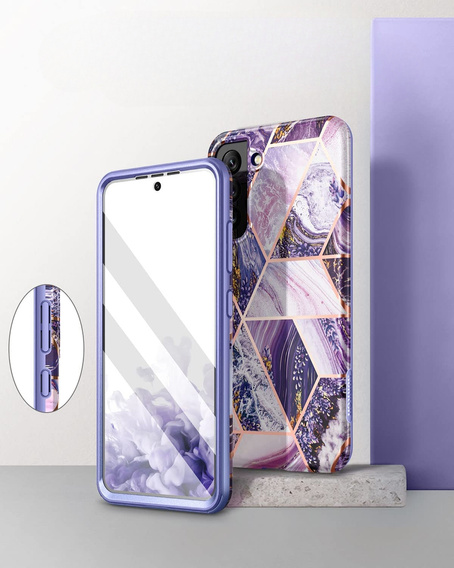 Etui do Samsung Galaxy S22, Suritch Full Body Marble, fioletowe