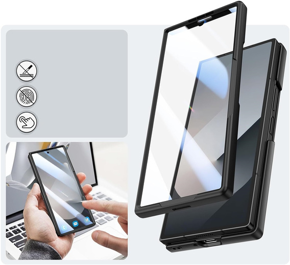 Etui do Samsung Galaxy Z Fold7 5G ze szkłem, z miejscem na rysik – czarne