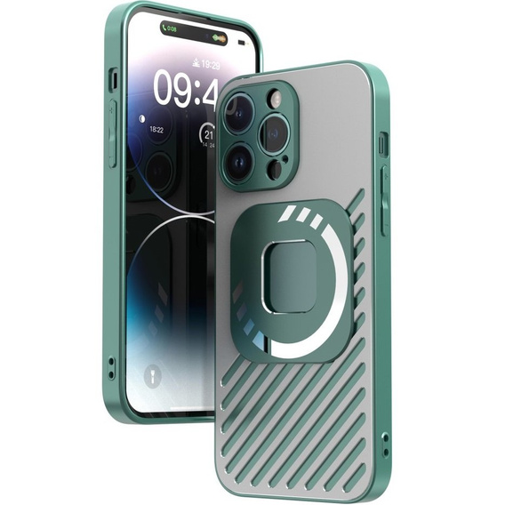 Etui R-JUST SJ55 do iPhone 14 Pro Max, pancerne, do MagSafe, zielone