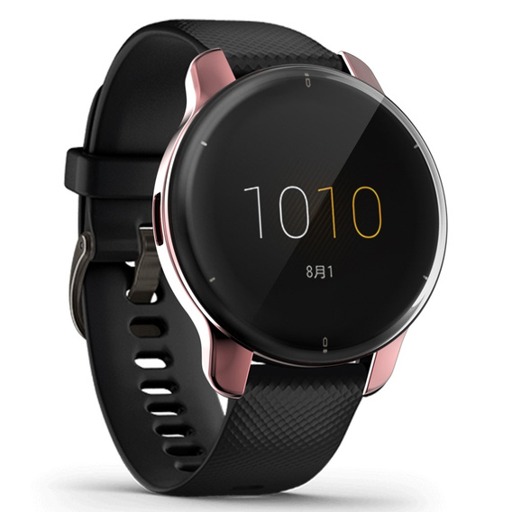 2w1 Etui z Osłoną Silikonową na ekran do Garmin Venu 2 Plus, Różowe