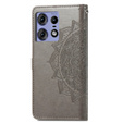 Etui z klapką do Motorola Edge 50 Pro, Mandala, szare