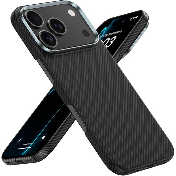 Etui BENKS Kevlar Armor Air do iPhone 17 Pro, Carbon Fiber 600D A069, do MagSafe – czarne