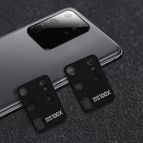 Metalowa Osłona + szkło na Aparat do Samsung Galaxy S20 Ultra - Black