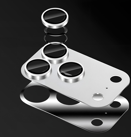 2x Szkło hartowane ERBORD na wyspę aparatów do iPhone 17 Pro Max, srebrne