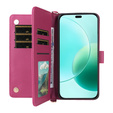 Etui portfelowe do Honor 400 Lite – różowe, z paskiem na ramię i nadgarstek, funkcją podstawki