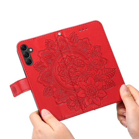 Etui z klapką do Samsung Galaxy A14 4G/5G, Mandala, czerwone