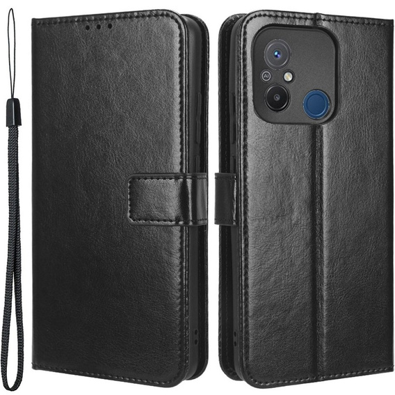 Etui z klapką do Xiaomi Redmi 12C, Crazy Horse Wallet, czarne