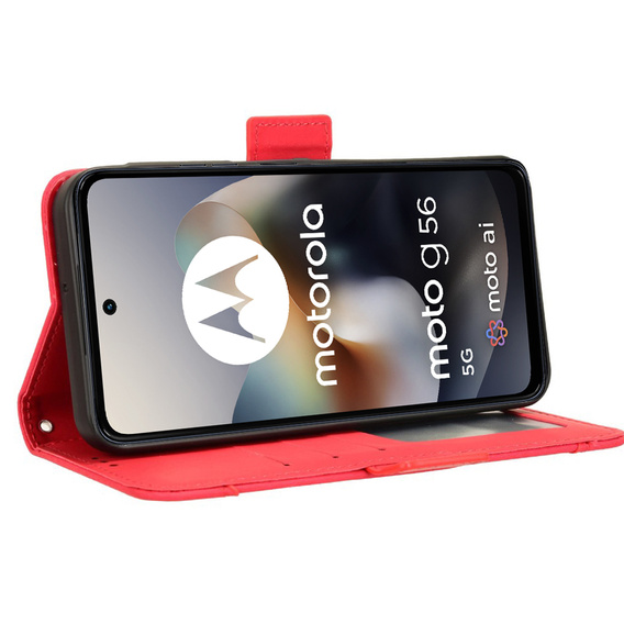 Etui z klapką do Motorola Moto G56 5G, Card Slot, czerwone