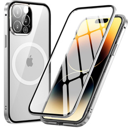 Etui Magnetic Dual Glass MagSafe do iPhone 14 Pro Max, srebrne