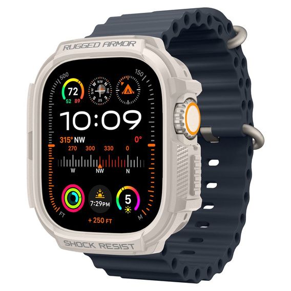 Etui Spigen do Apple Watch Ultra 1/2/3 49mm, Rugged Armor, Beżowy