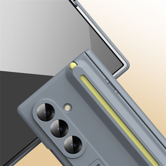Etui do Samsung Galaxy Z Fold7 5G, z podstawką, szkłem i rysikiem - szare