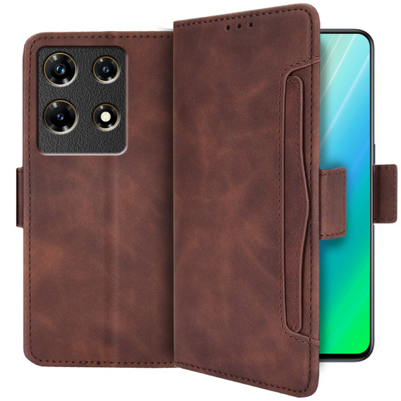 Etui z klapką do Infinix Note 30 5G, Card Slot, brązowe