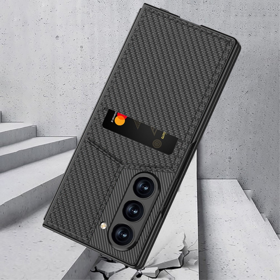 Etui do Samsung Galaxy Z Fold6 5G, GKK Card Holder Kickstand, czarne