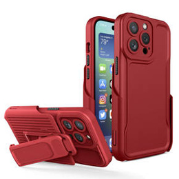 Pancerne Etui Belt Clip do iPhone 14 Pro Max, z klipsem, czerwone