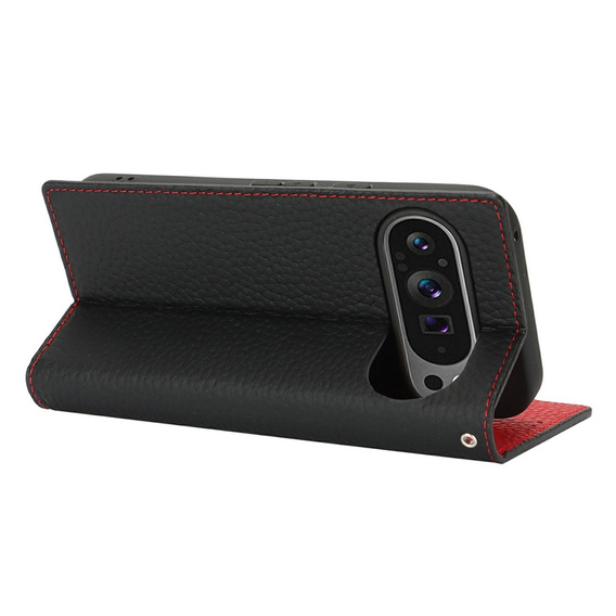 Etui z klapką do Google Pixel 10 / 10 Pro, Litchi Skin Grain, czarne