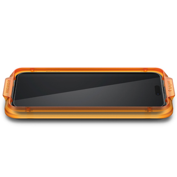 Szkło Hartowane z ramką do montażu SPIGEN Alm Glass FC do iPhone 15 Pro Max, Czarne (2 sztuki)
