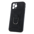 Etui do iPhone 15 Pro Max, pancerne Slide Ring, czarne + szkło 9H
