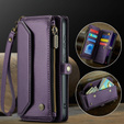 Etui CASEME do Samsung Galaxy S24 FE, RFID Leather Wallet, z paskiem na ramię, fioletowe