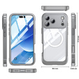 Etui do iPhone 17 Pro, Shockproof, ze szkłem, do MagSafe, szare