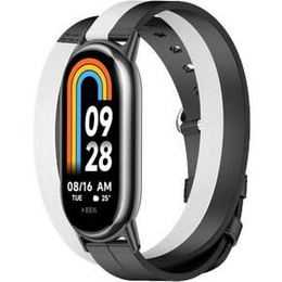 Pasek Skórzany do Xiaomi Smart Band 10 / 9 / 8, Czarny/Biały